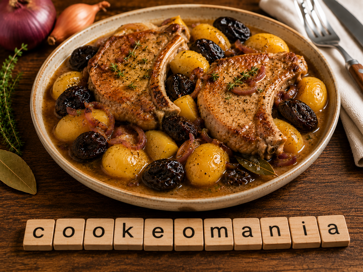Côtes de porc aux pruneaux et pommes de terre au Cookeo, le plat sucré-salé fondant et généreux