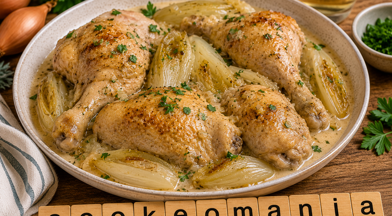 Cuisses de poulet aux chicons au Cookeo, une recette fondante au vin blanc et à la crème
