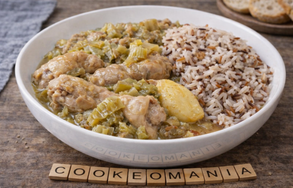 Pilons de poulet fondantes à la rhubarbe et aux poireaux au Cookeo