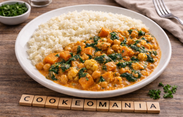 Curry de patate douce, chou-fleur et pois chiches au Cookeo
