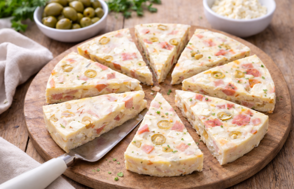 Flan salé jambon, olives vertes et feta au Cookeo