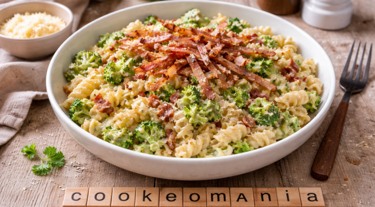 Fusilli crémeux au brocoli et lardons
