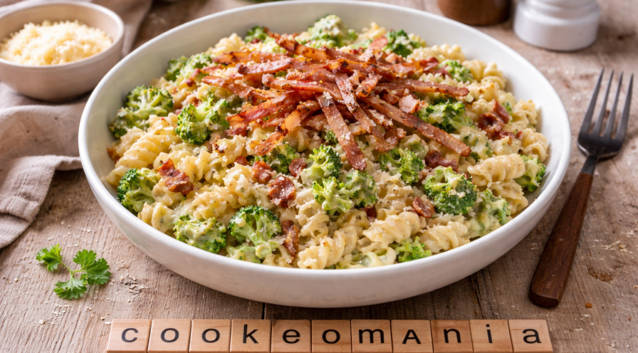 Fusilli crémeux au brocoli et lardons