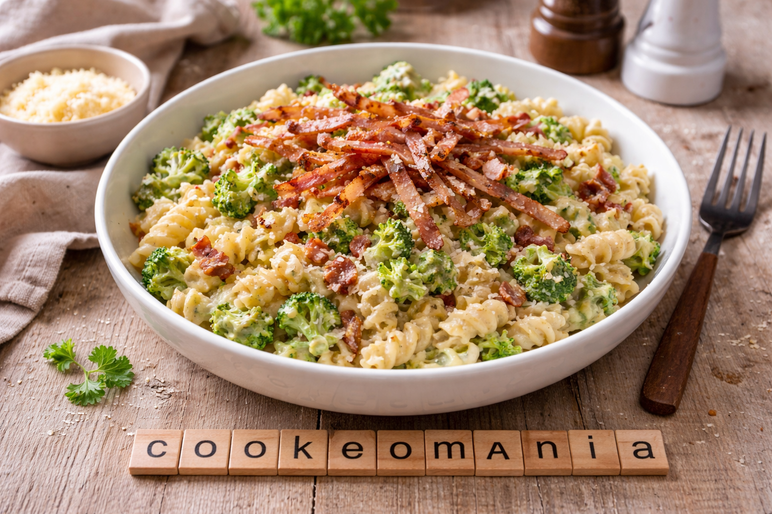 Fusilli crémeux au brocoli et lardons