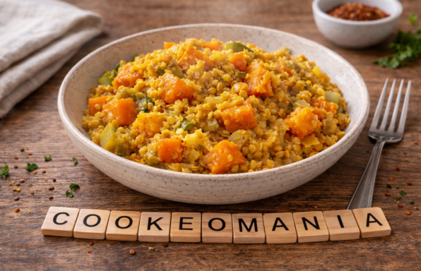 Lentilles corail fondantes au poireau et potimarron au Cookeo