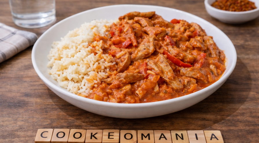 Émincé de porc crémeux aux poivrons et tomates au Cookeo