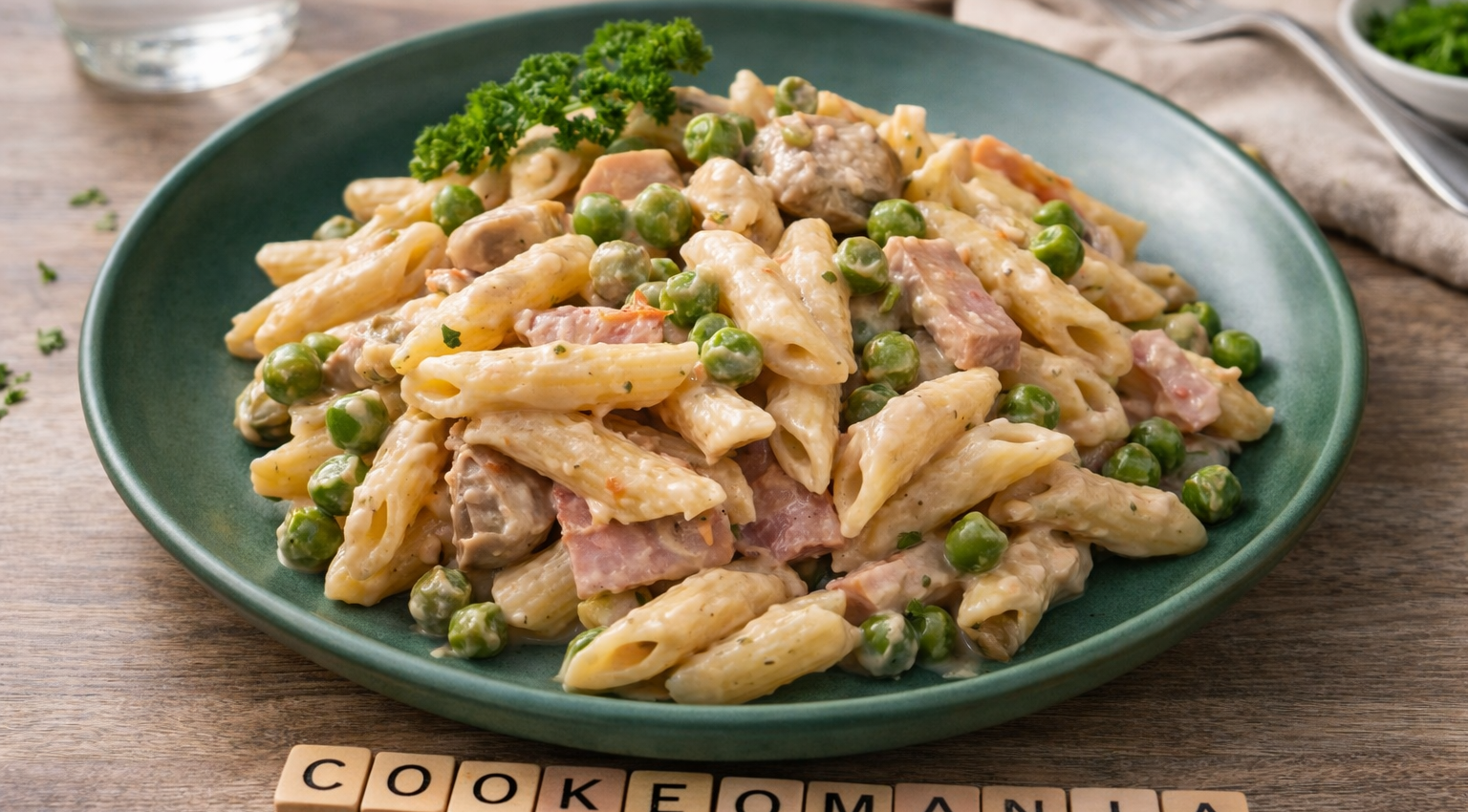 Mini penne crémeuses jambon, champignons et petits pois au Cookeo