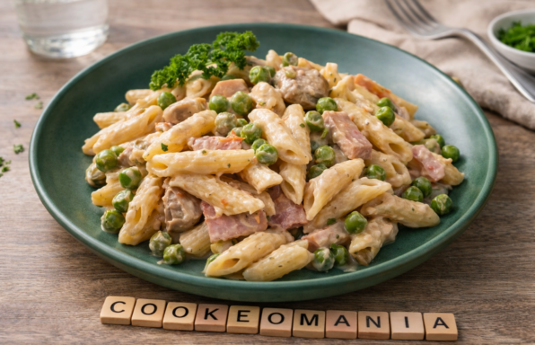 Mini penne crémeuses jambon, champignons et petits pois au Cookeo