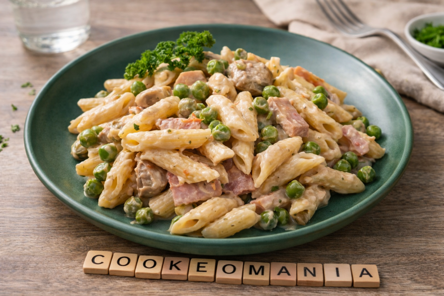 Mini penne crémeuses jambon, champignons et petits pois au Cookeo