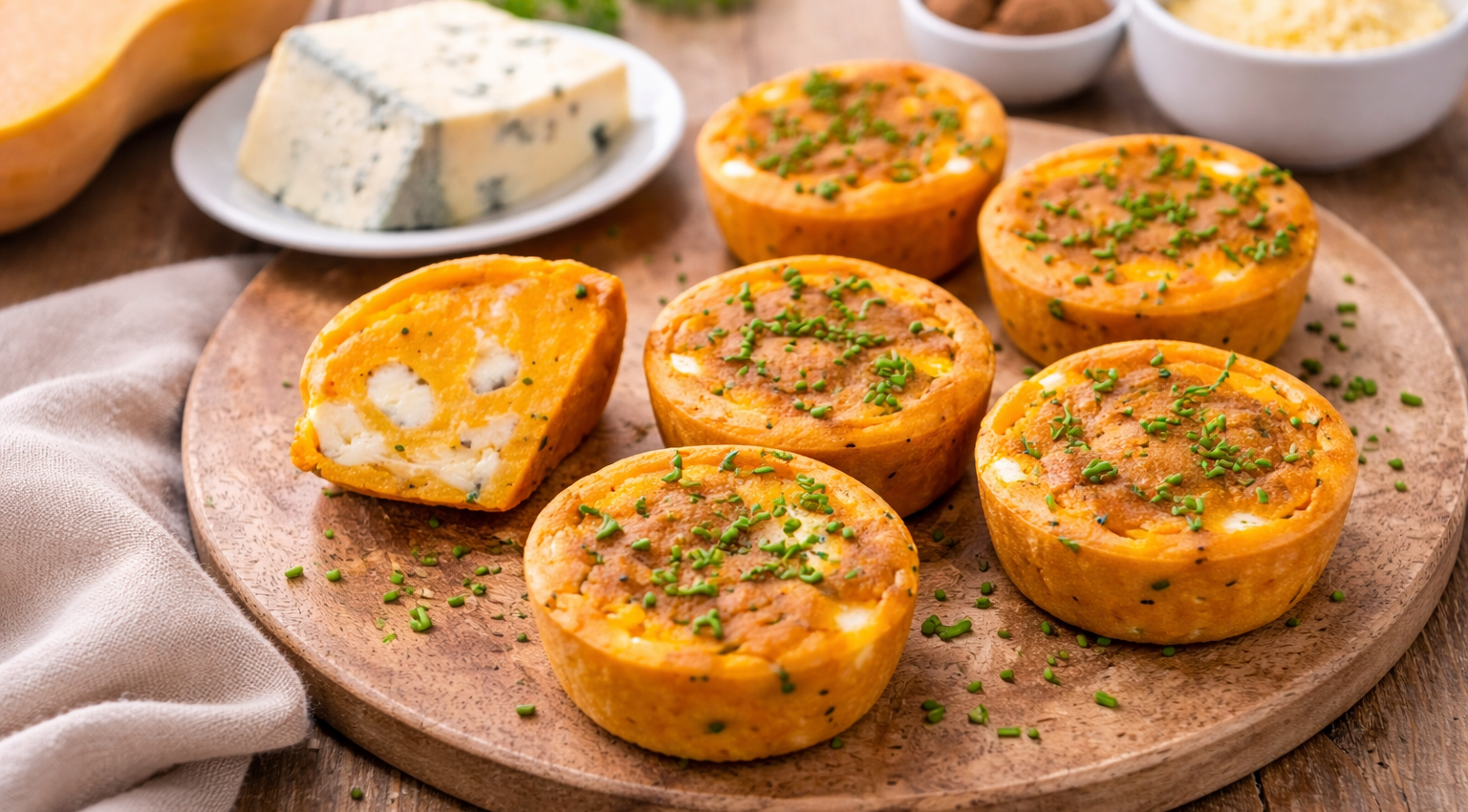 Muffins vapeur butternut et bleu au Cookeo