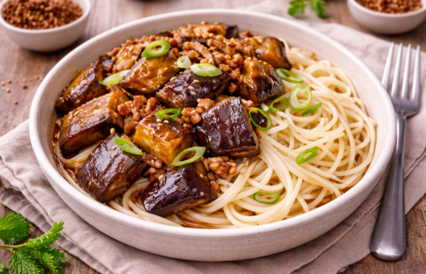Nouilles japonaises au porc et aubergines fondantes (Cookeo)