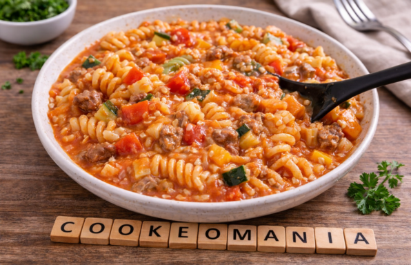 One pot de pâtes à la viande hachée et aux légumes au Cookeo