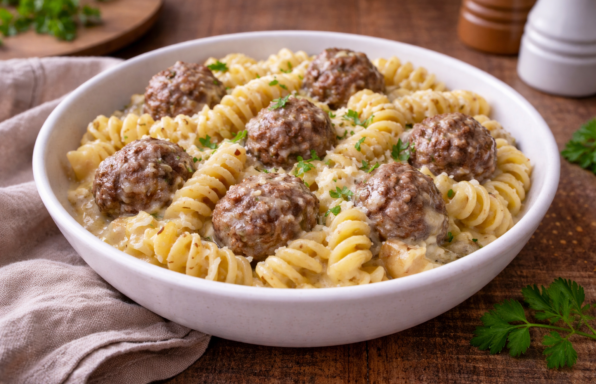 One pot fusilli-boulettes au Cookeo, duo mozzarella et gruyère