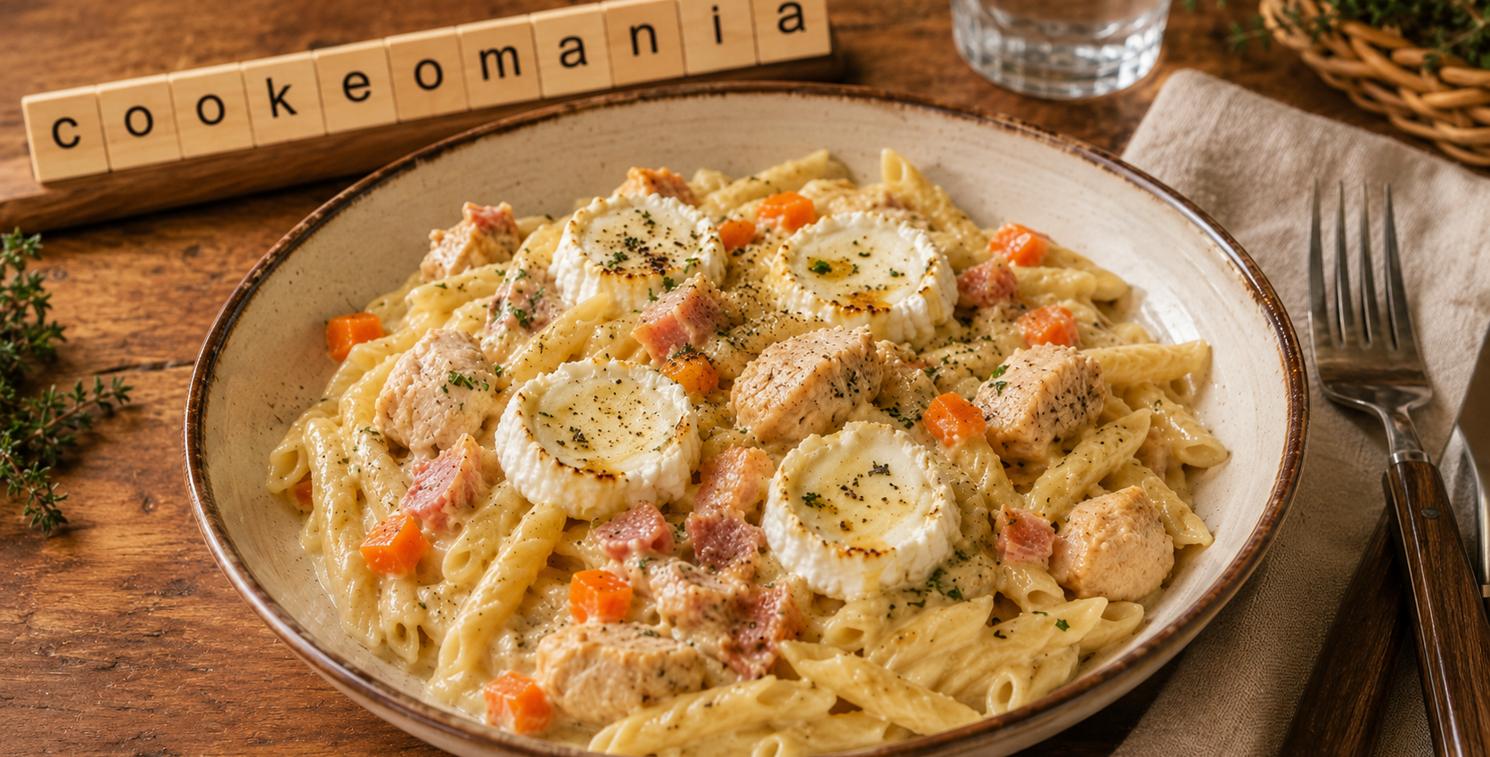 One pot pasta poulet, chèvre et miel au Cookeo, le plat crémeux sucré-salé qui change du quotidien
