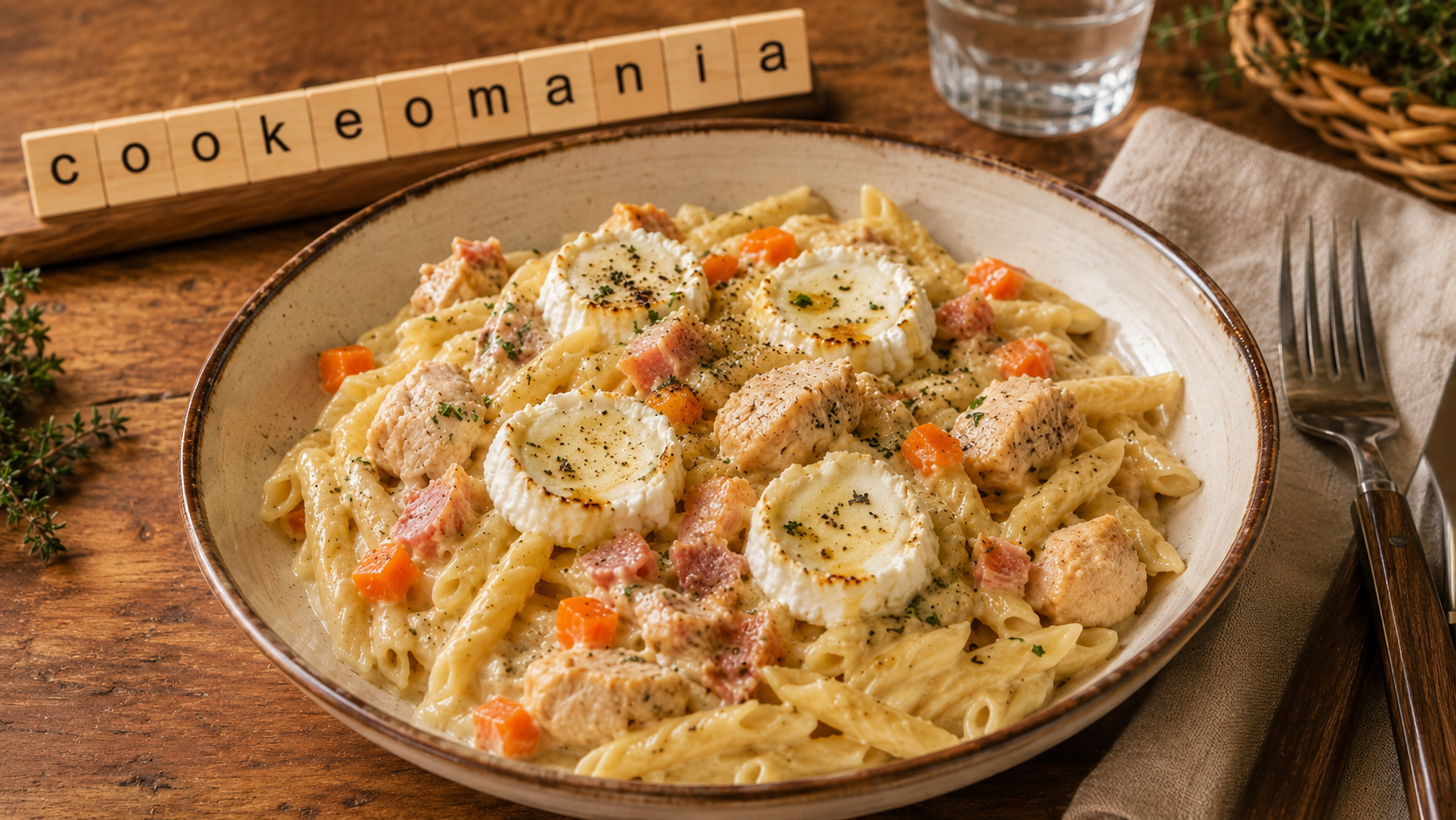 One pot pasta poulet, chèvre et miel au Cookeo, le plat crémeux sucré-salé qui change du quotidien