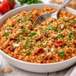 Orge crémeux tomate confite et sauce poivrons au cookéo