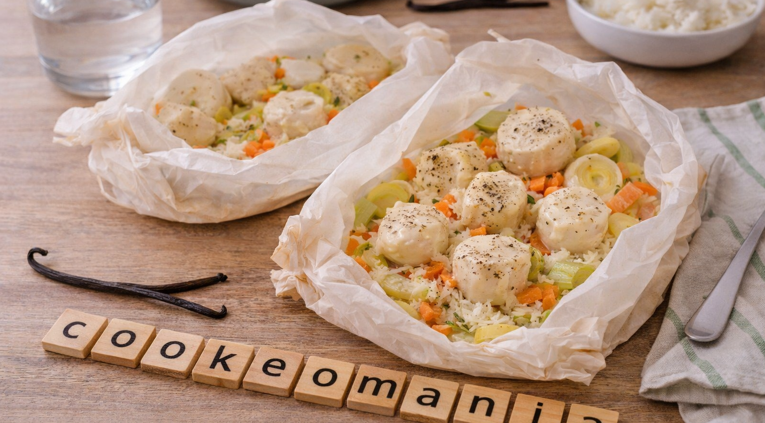Papillote de Saint-Jacques à la vanille au Cookeo