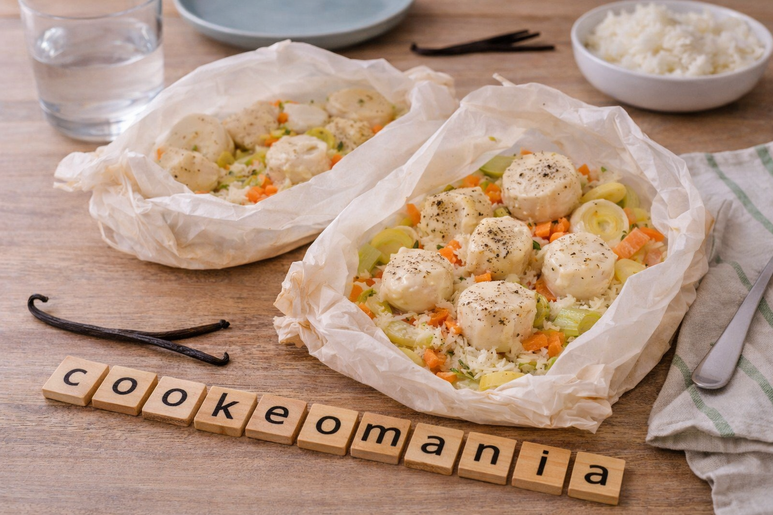 Papillote de Saint-Jacques à la vanille au Cookeo