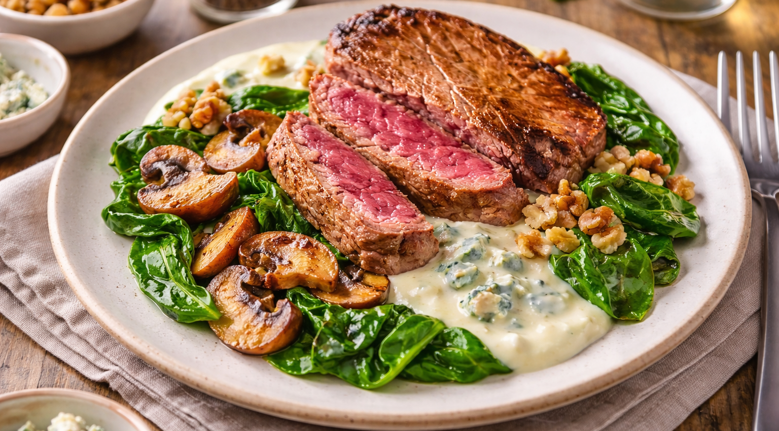 Pavés de bœuf grillés et sauce crémeuse au bleu (Cookeo)