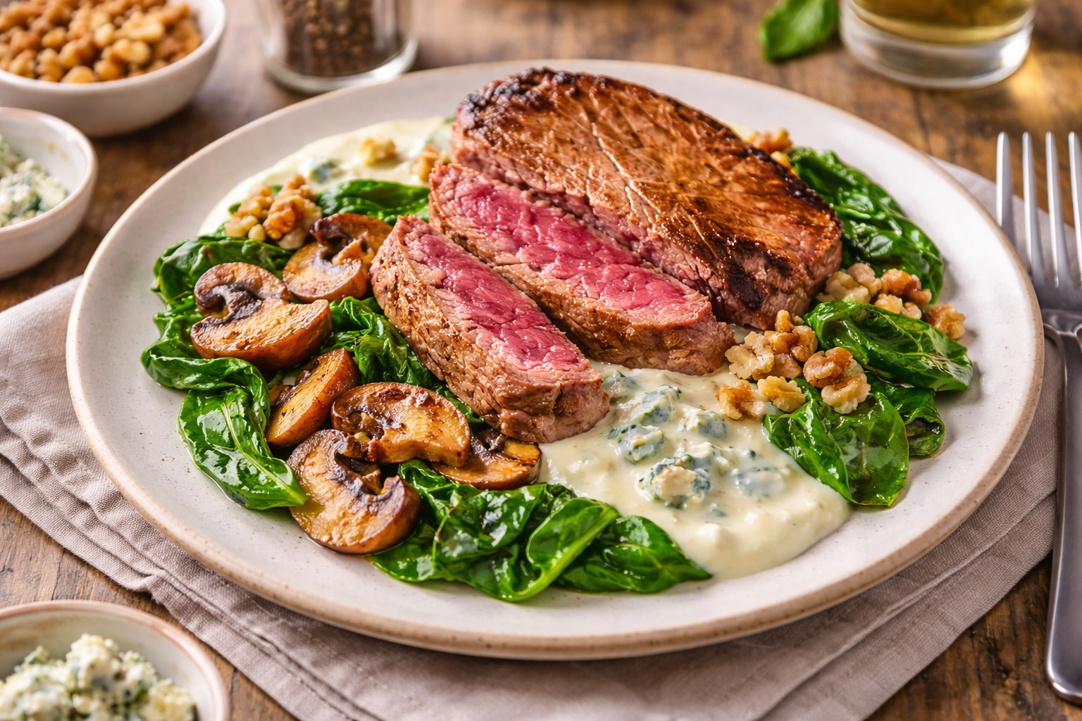 Pavés de bœuf grillés et sauce crémeuse au bleu (Cookeo)