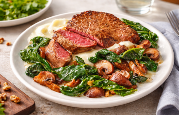 Pavés de bœuf sauce crémeuse au bleu et champignons, spécial Cookeo