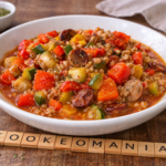 Épeautre fondant aux légumes et petites saucisses à l'autocuiseur Moulinex