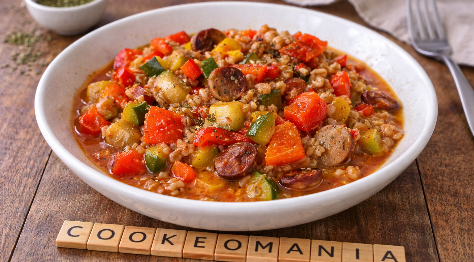 Épeautre fondant aux légumes et petites saucisses au Cookeo