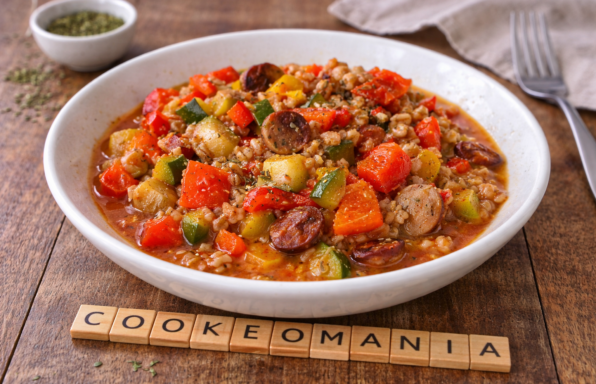 Épeautre fondant aux légumes et petites saucisses au Cookeo