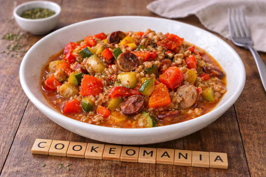 Épeautre fondant aux légumes et petites saucisses au Cookeo
