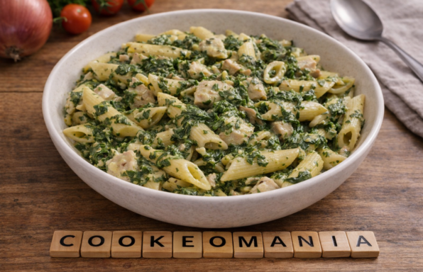 Penne crémeuses au poulet, épinards et fromage ail fines herbes au Cookeo