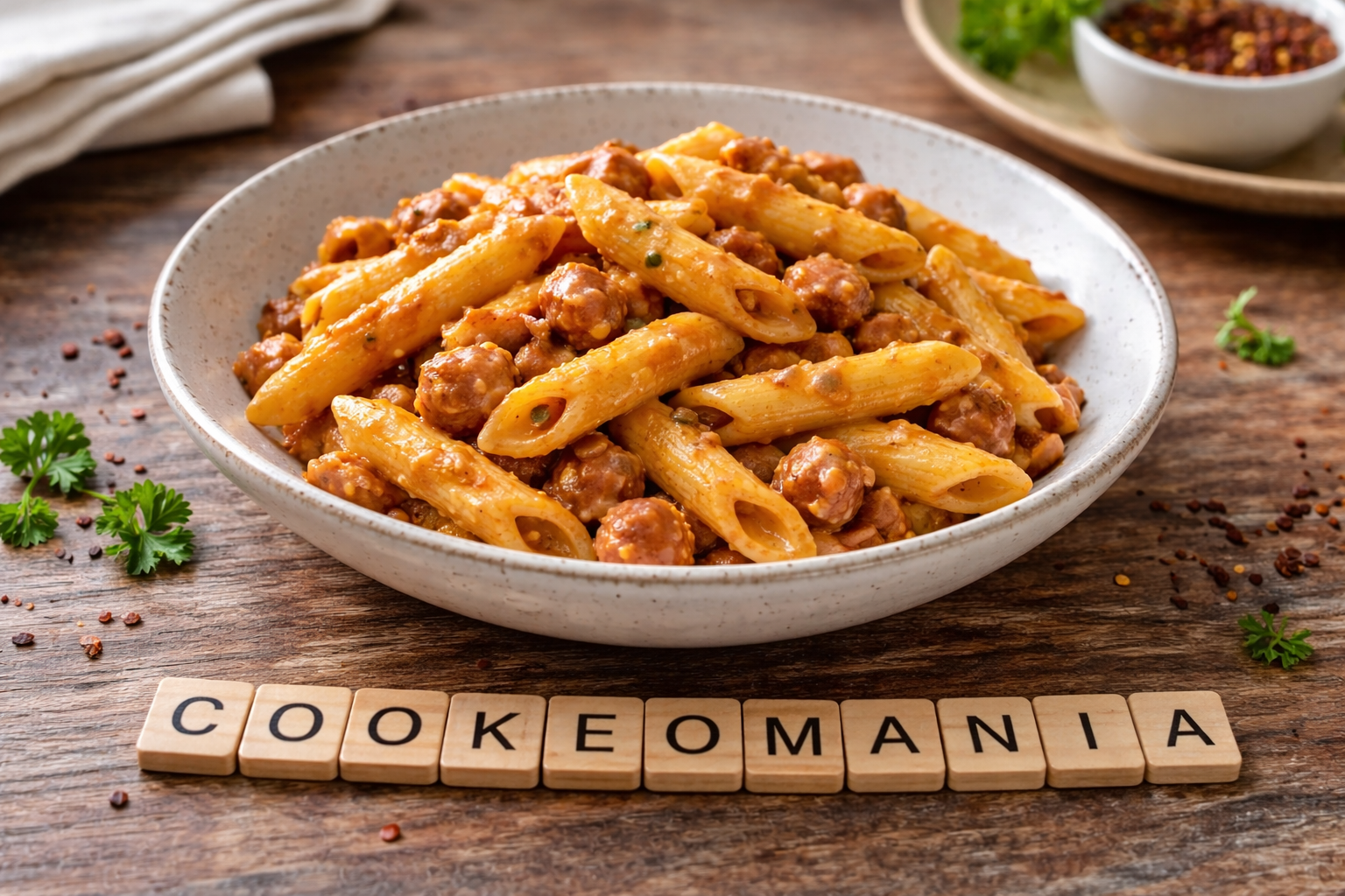 Penne crémeuses aux lentilles et saucisse au Cookeo