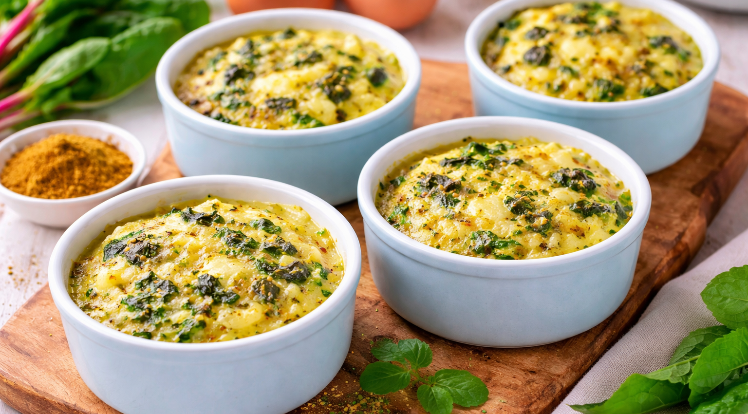 Petits flans de blettes, pommes de terre et emmental au Cookeo