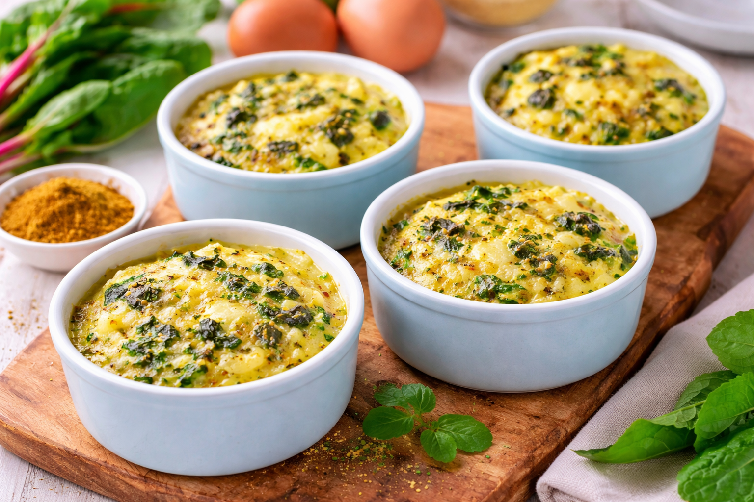 Petits flans de blettes, pommes de terre et emmental au Cookeo