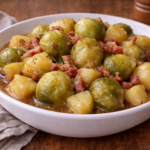 Poêlée de choux de Bruxelles, pommes de terre et lardons au café au multicuiseur cookéo