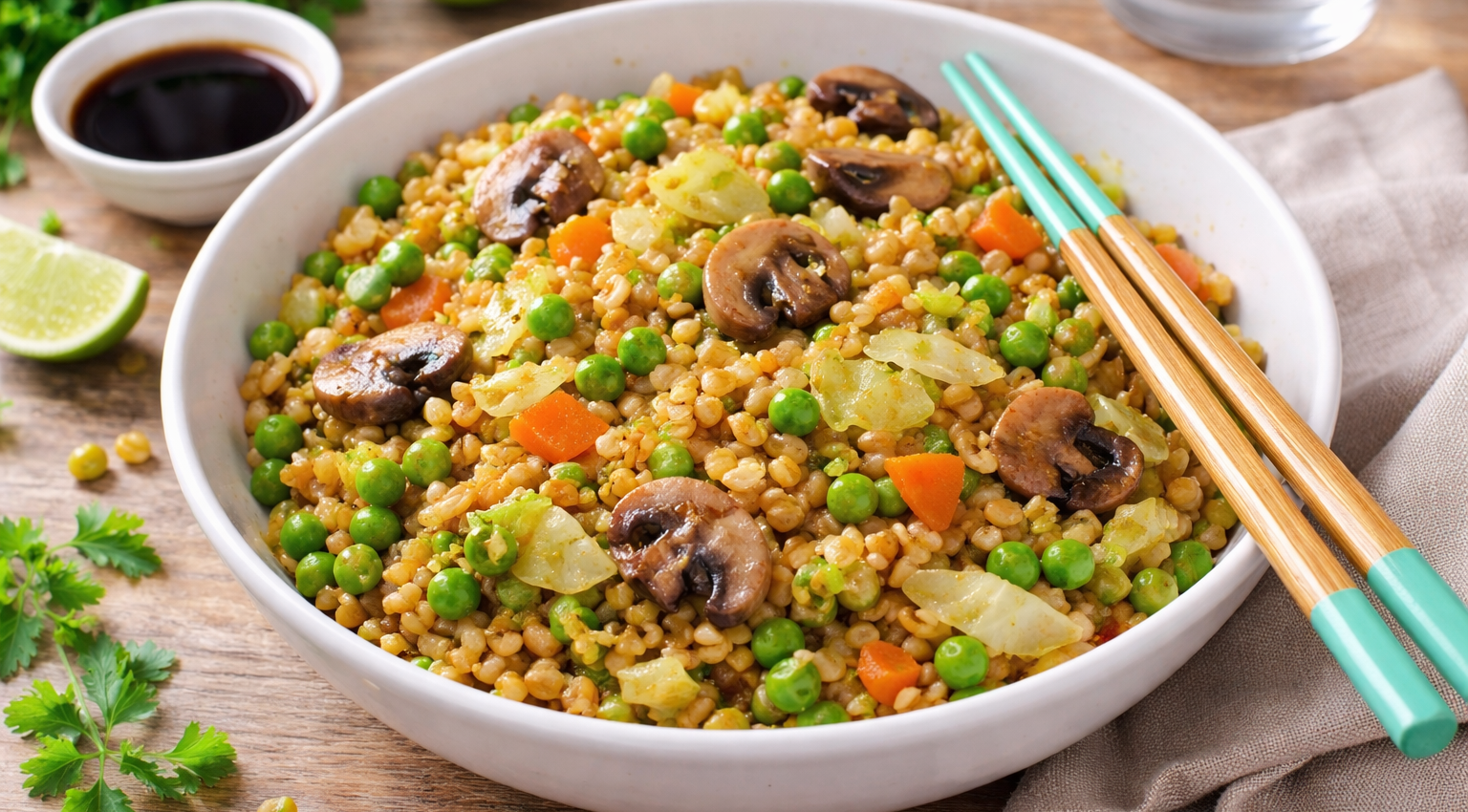 Poêlée d’Ebly aux légumes croquants façon wok au Cookeo