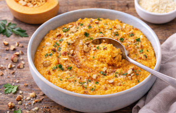 Polenta crémeuse à la courge, épices douces et noisettes au Cookeo