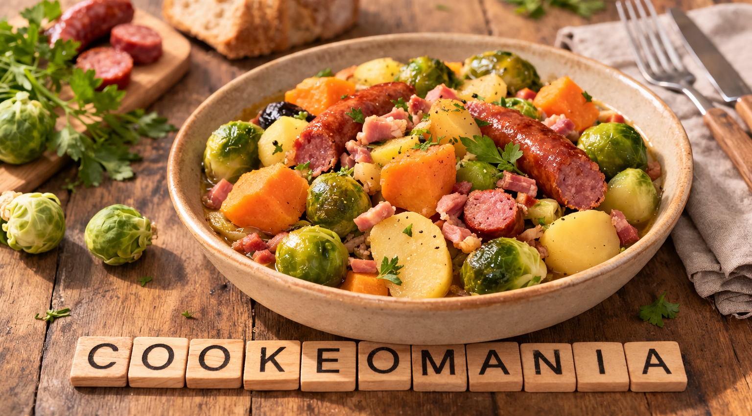 Potée rustique aux choux de Bruxelles et merguez au Cookeo