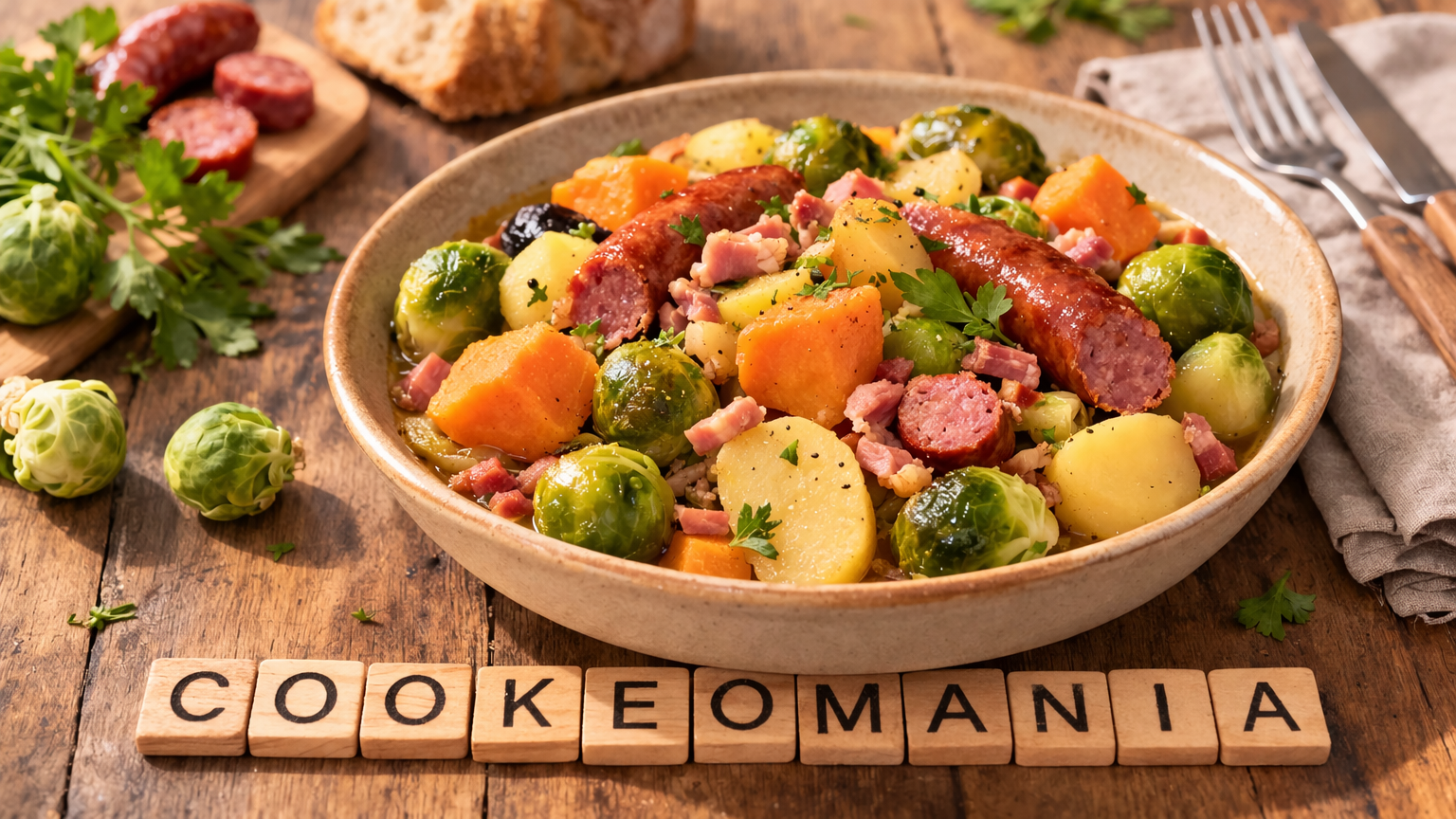 Potée rustique aux choux de Bruxelles et merguez au Cookeo