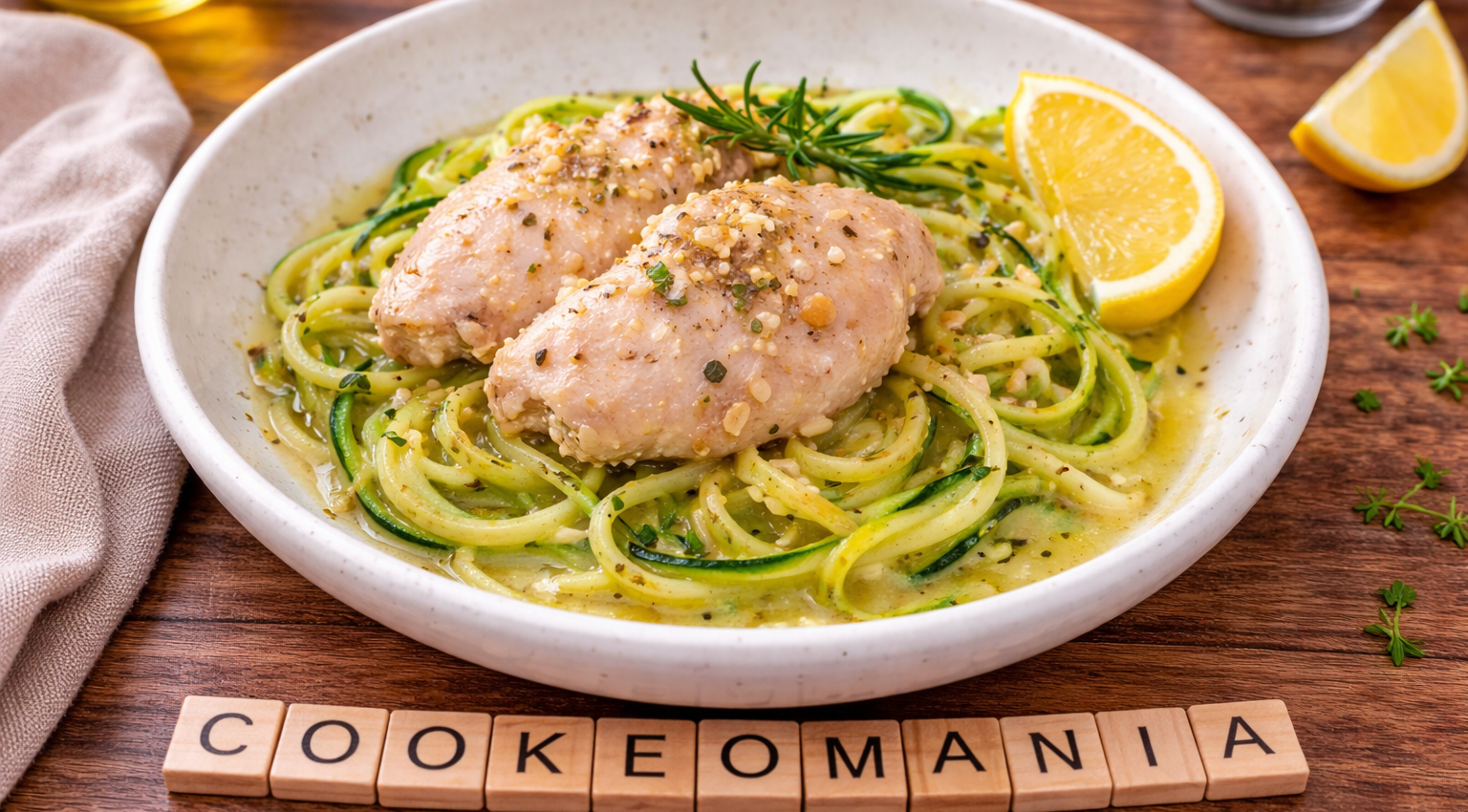 Poulet à l’ail cétogène et tagliatelles de courgette au Cookeo