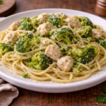 Poulet à l’ail et brocoli, servi sur spaghettis au multicuiseur cookéo