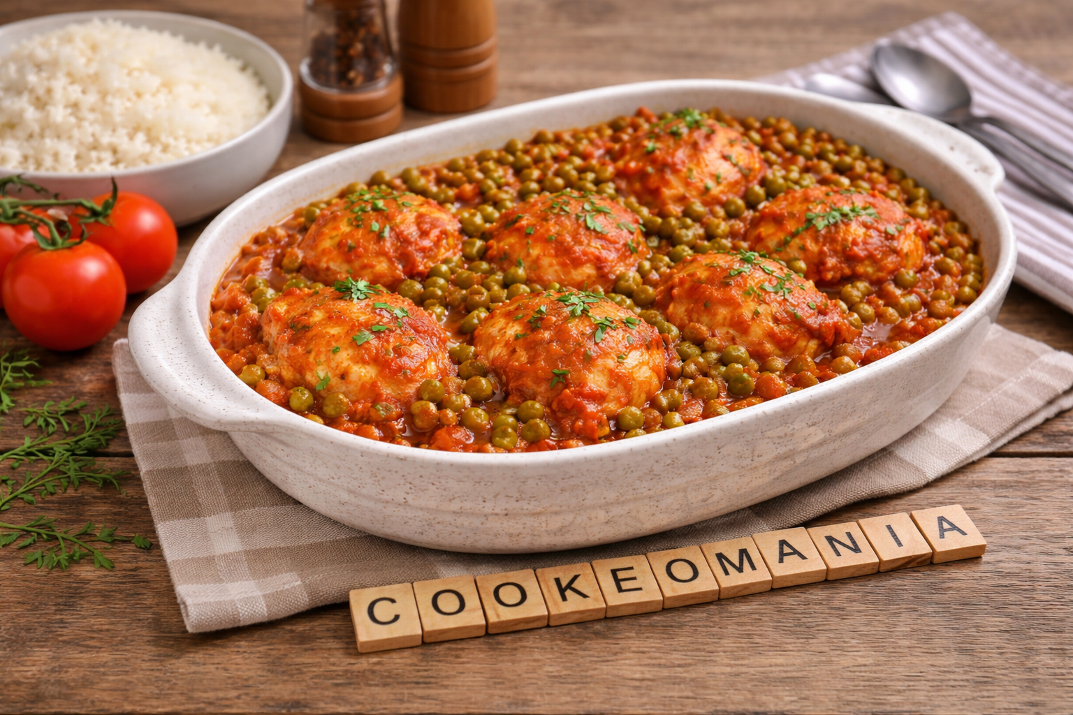 Poulet à la tomate et petits pois au Cookeo