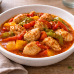 Poulet aux trois poivrons et tomate au multicuiseur Moulinex