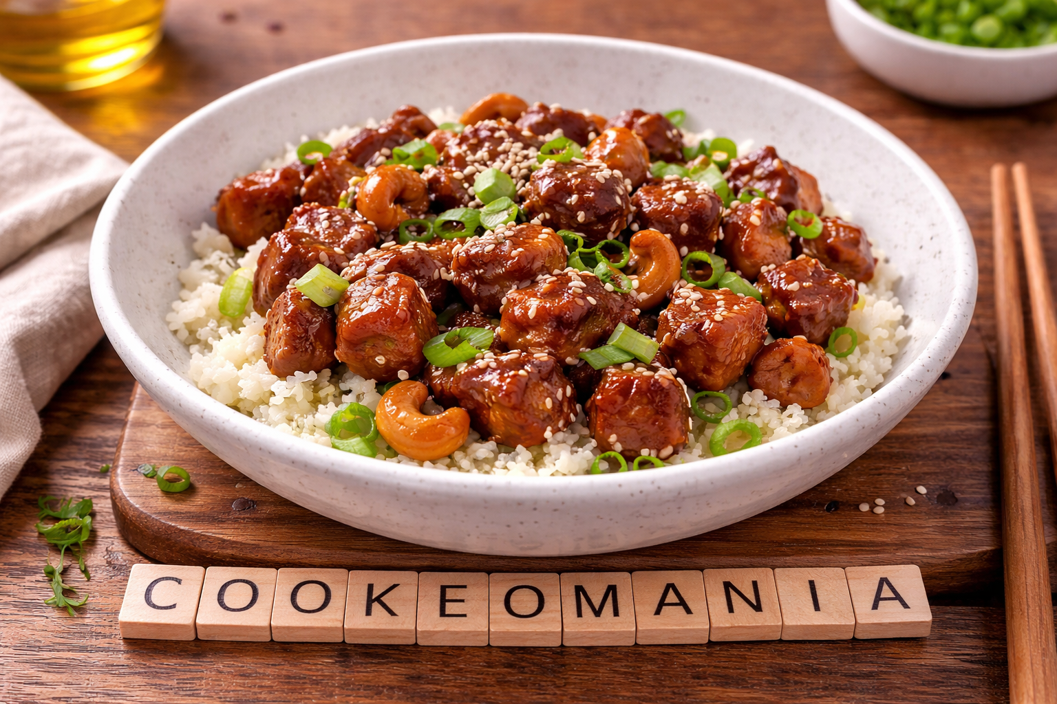 Poulet cétogène façon chinoise aux noix de cajou au Cookeo