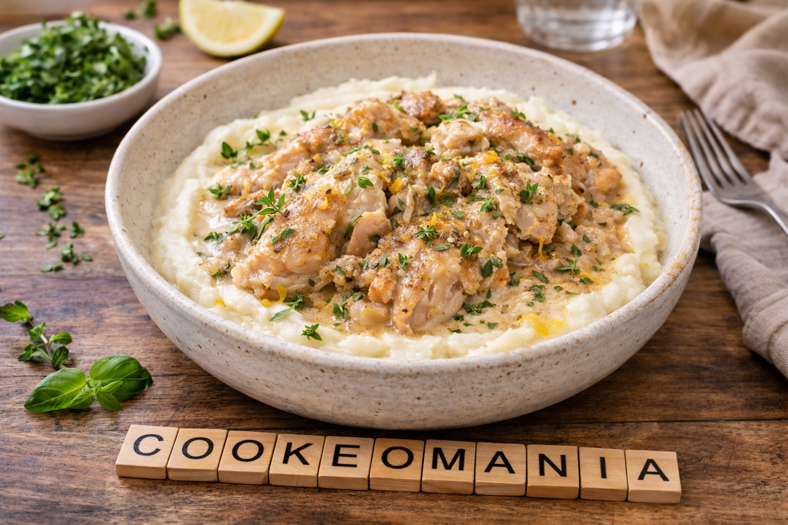 Poulet citron cétogène et purée de chou-fleur au Cookeo