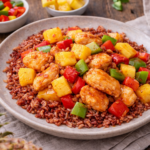 Poulet sucré-salé à l’ananas et poivrons, riz complet à l'autocuiseur Moulinex