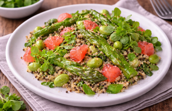 Quinoa sauté aux asperges, fèves et pamplemousse (Cookeo)