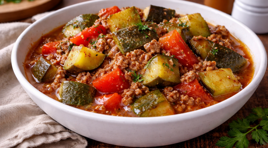 Ratatouille minute au bœuf haché au Cookeo