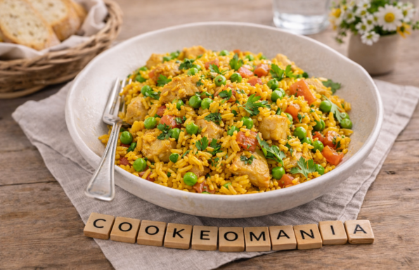 Riz au poulet épicé et petits pois au Cookeo
