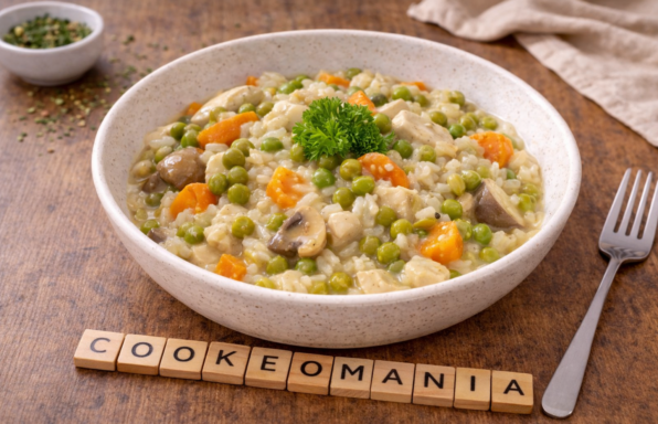 Riz crémeux au poulet et légumes façon blanquette au Cookeo