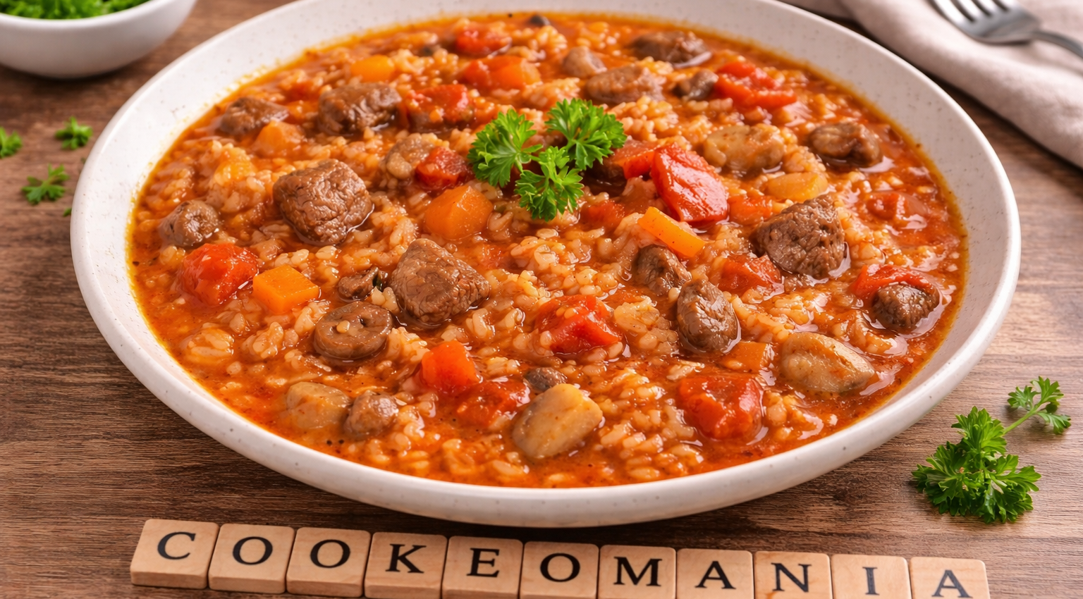 Riz mijoté au bœuf, tomates et poivrons au Cookeo